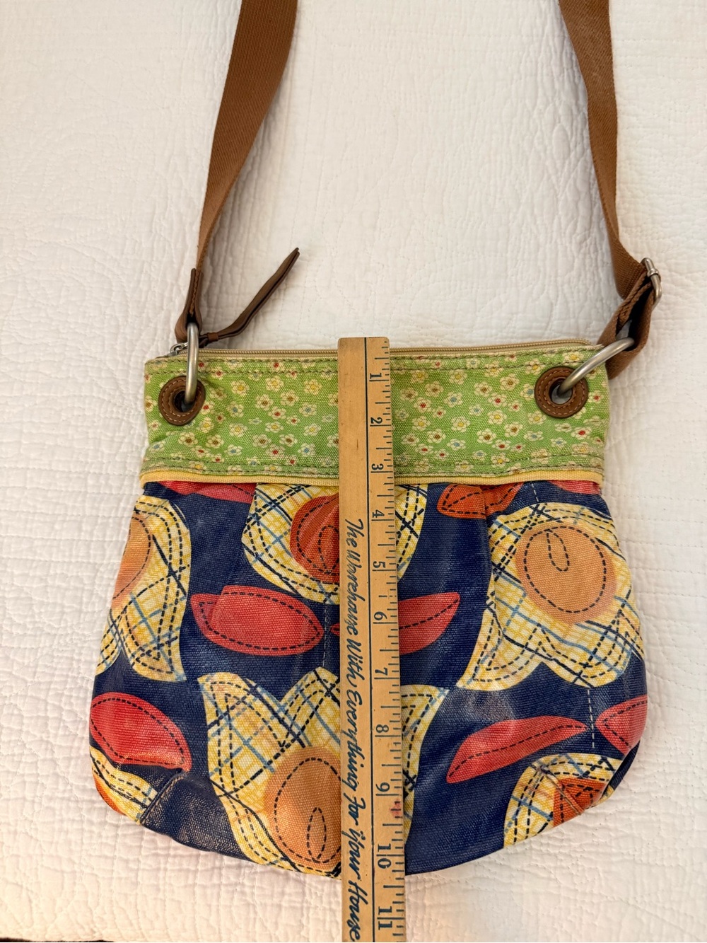 Vintage Fossil Green & Multicolor Crossbody Shoulder Bag - Picture 7 of 8